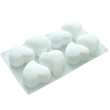 moule à gâteau de coeur à 8 trous en silicone